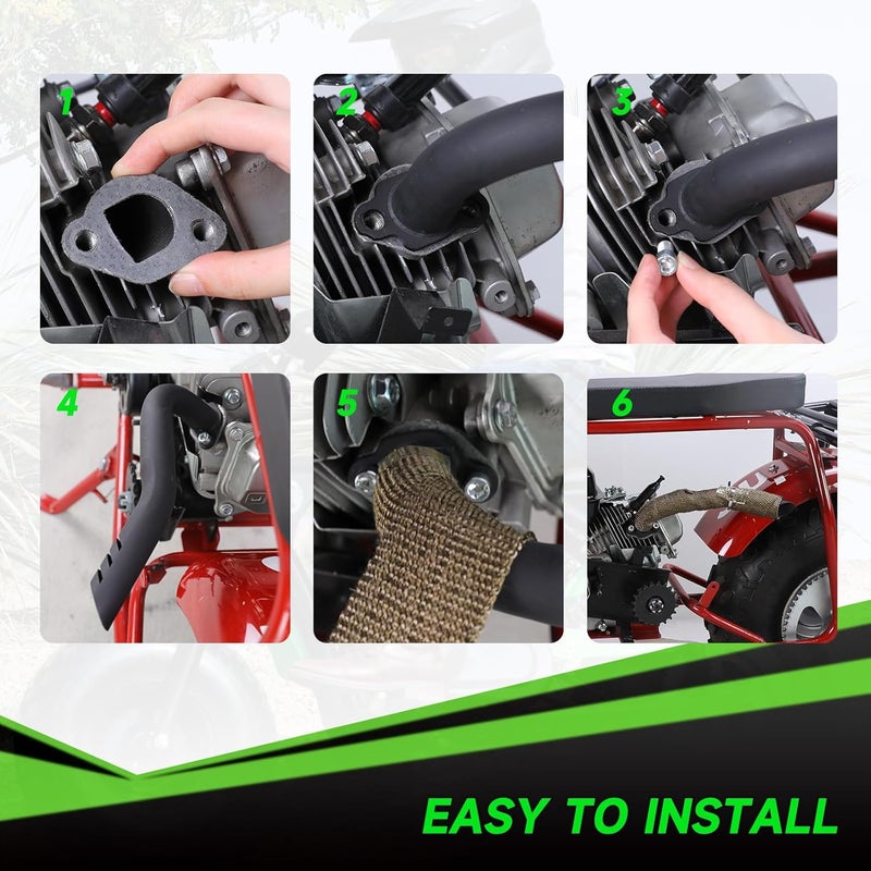 XIKOBY 212cc Exhaust Pipe Kit Compatible with Predator 212 196cc 224cc Coleman Mini Bike CT200U CT200U-EX BT200X KT196 Go Kart Baja Warrior GX160 GX200 OHV Clone Engine Parts w/Valve Springs (Black) - Image 4